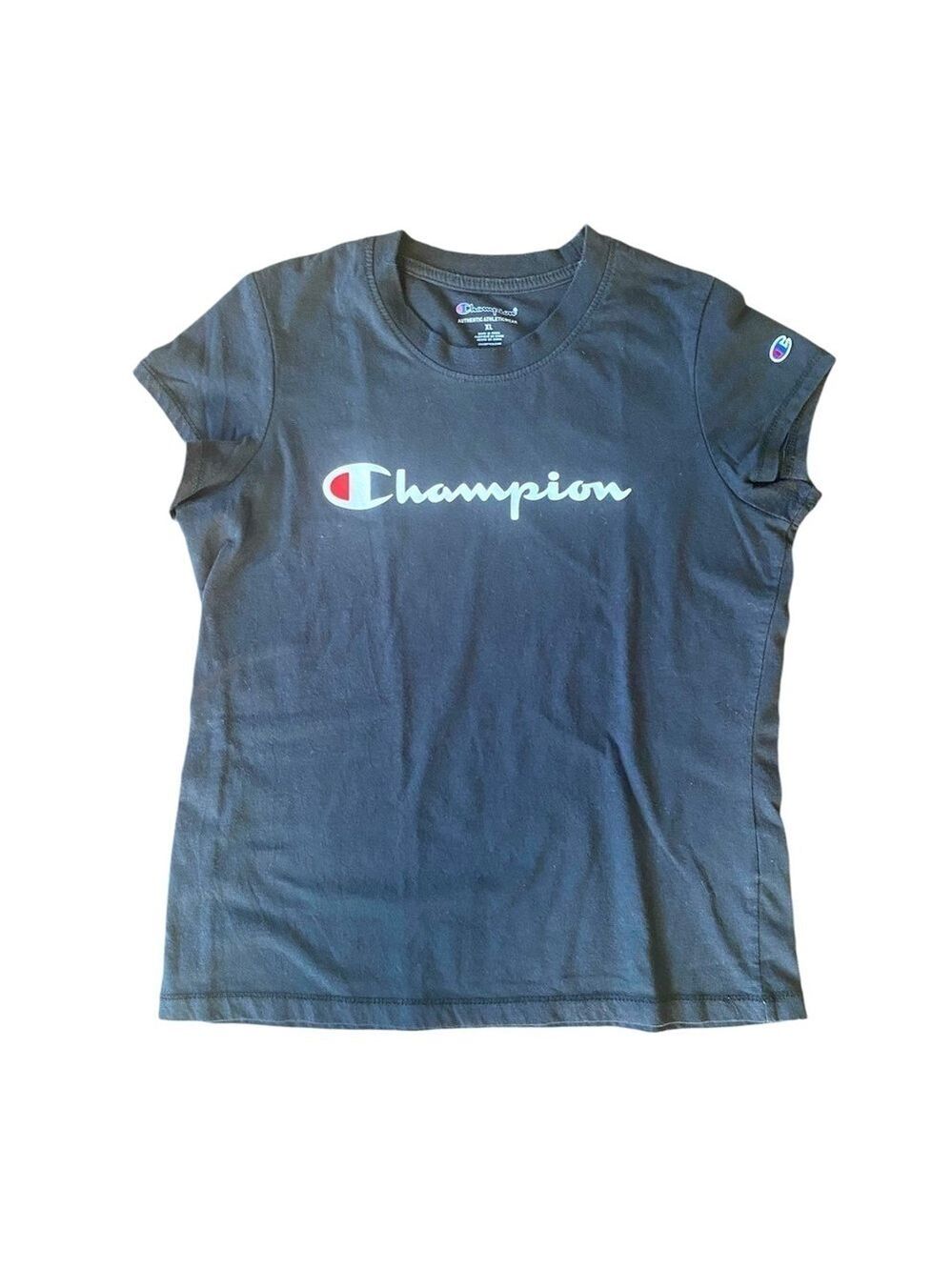 Champion Youth Black Logo T-Shirt Extra Large